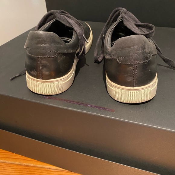 HUGO BOSS Men’s Black Leather Sneakers Sz 40 - Picture 4 of 9